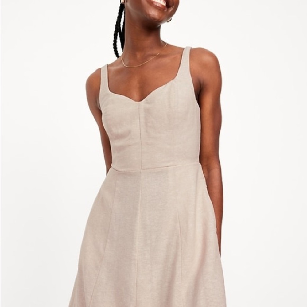 Sleeveless Linen Blend Midi Dress Small - Picture 3 of 9